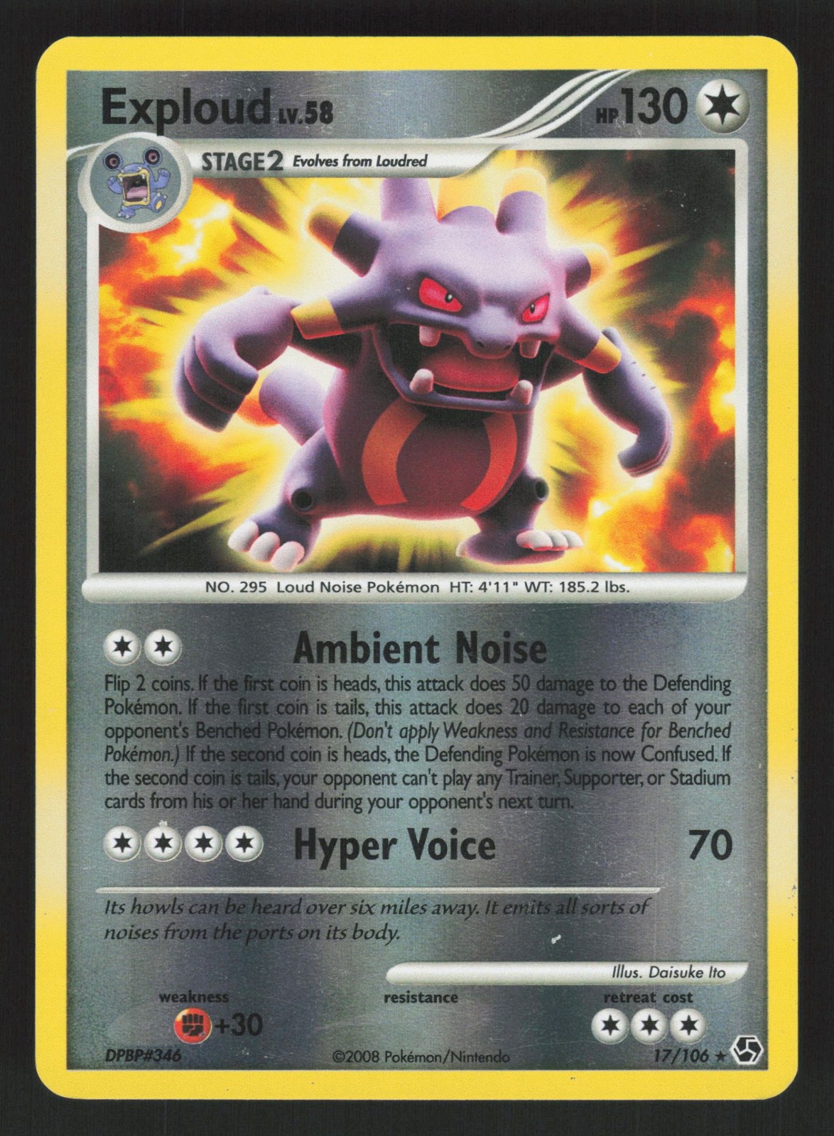 English LP Exploud 17/106 GE Reverse Holofoil Pokemon Great Encounters