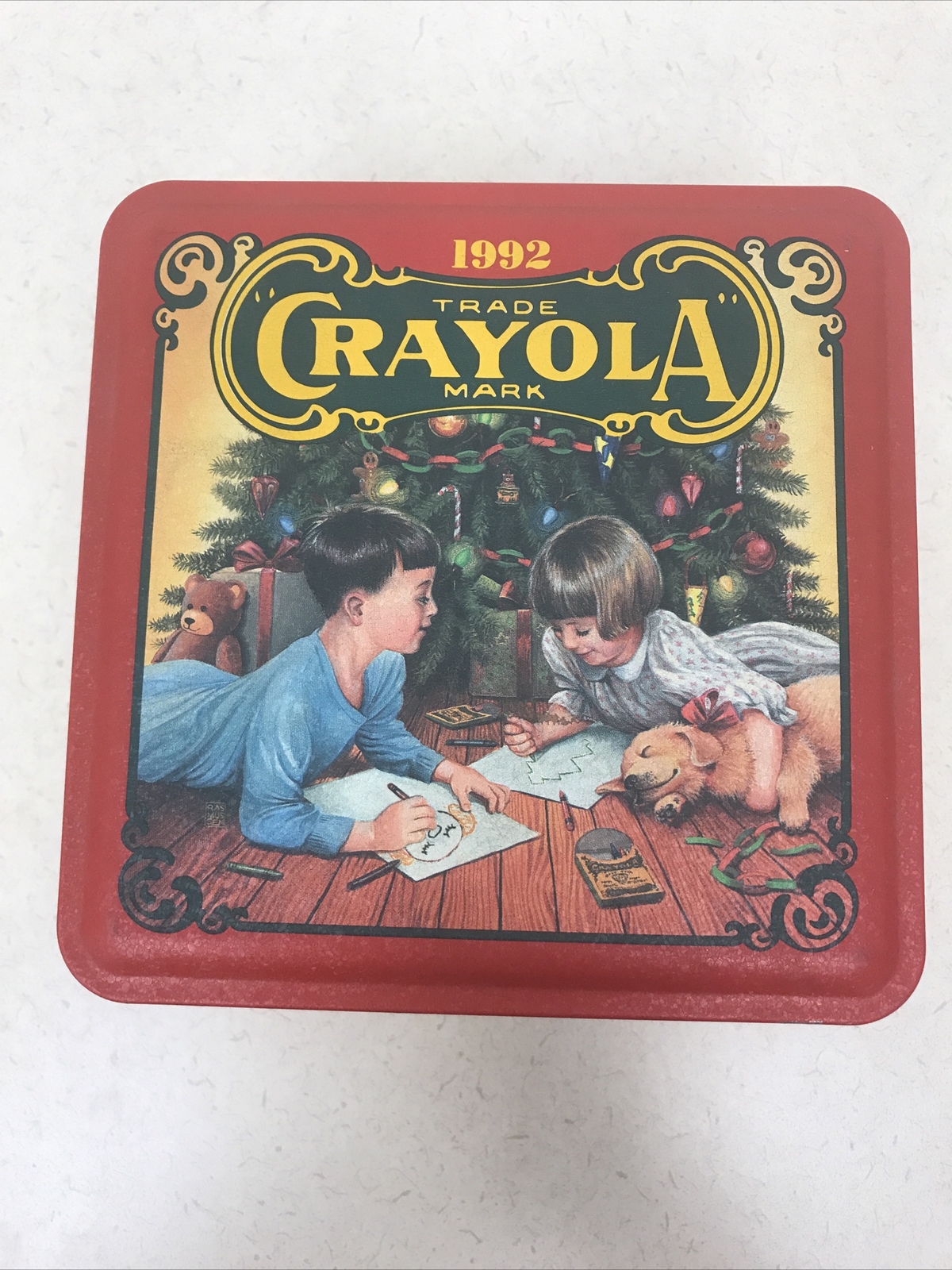 Vintage Limited edition 1992 Crayola Crayon Collectible Holiday tin box