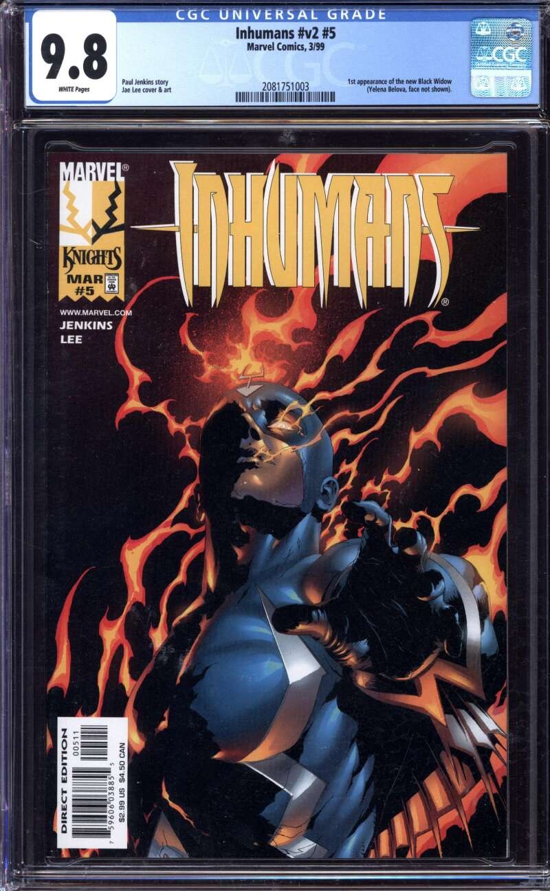 INHUMANS #V2 #5 CGC 9.8 WHITE PAGES // 1ST APP OF NEW BLACK WIDOW 1999