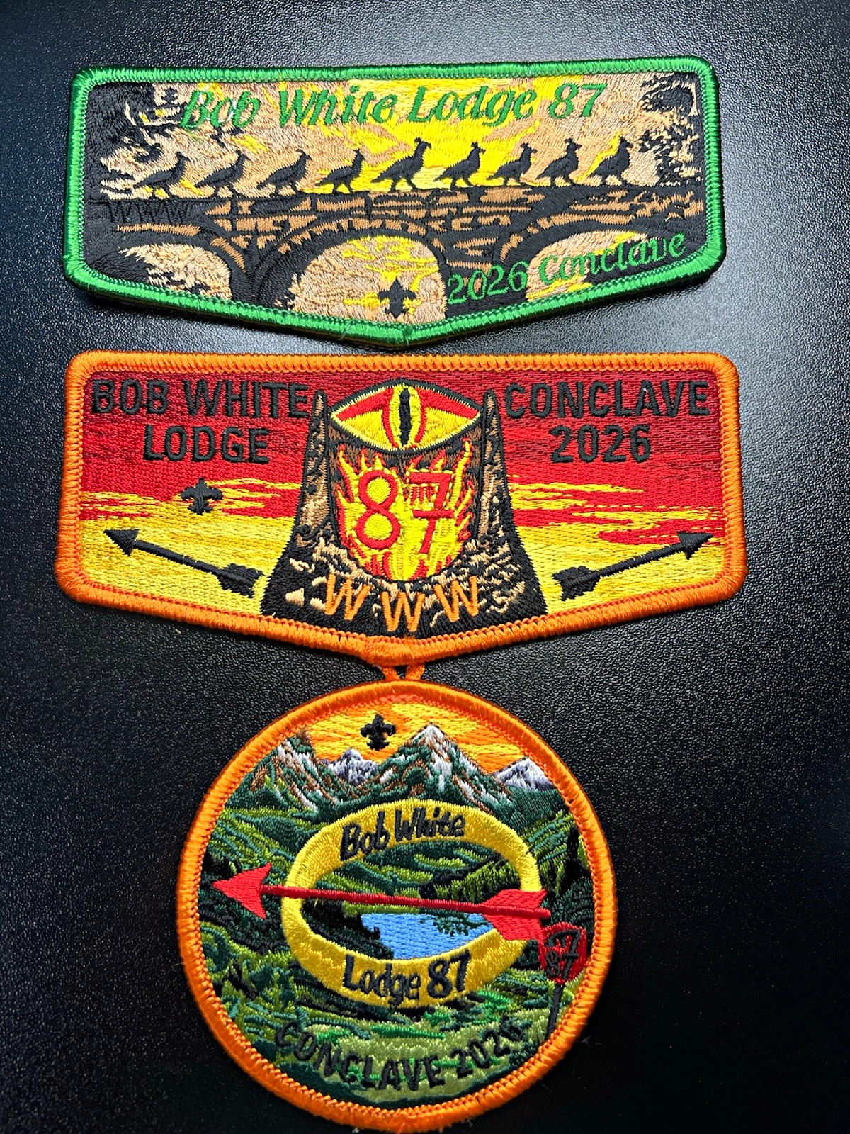 Bob White Lodge 87 Conclave 2026 OA Order of the Arrow Patch Lot (3)