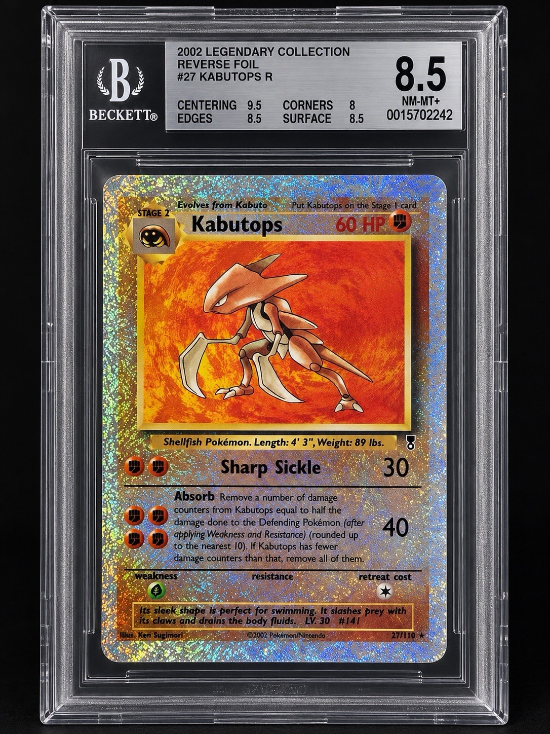 Pokemon Kabutops 27/110 Legendary Collection 2002 Reverse Foil BGS 8.5