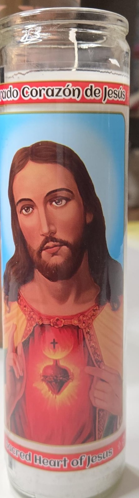 Heart of Jesus Prayer Candle Set of 2 Religious Devotional Glass 8