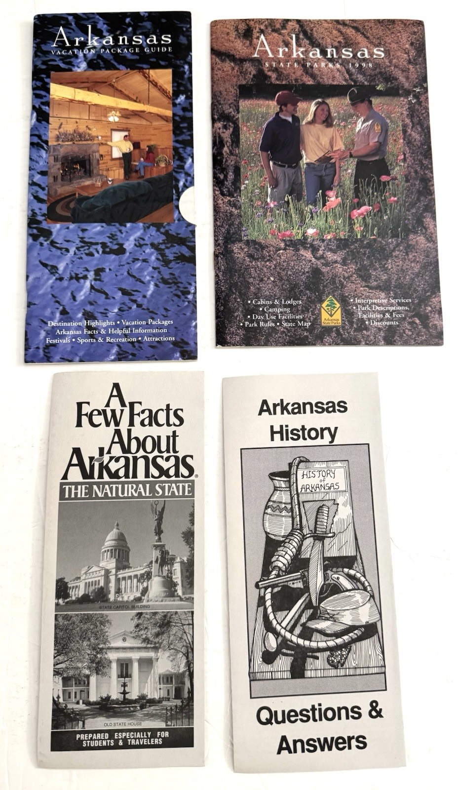Vintage 1990's Arkansas Travel And Tourist Booklets And Brochures Set Of 4