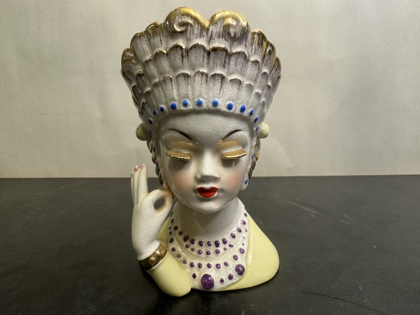 VTG 1950s Irice Lady Head Vase Princess Japan Mid Century