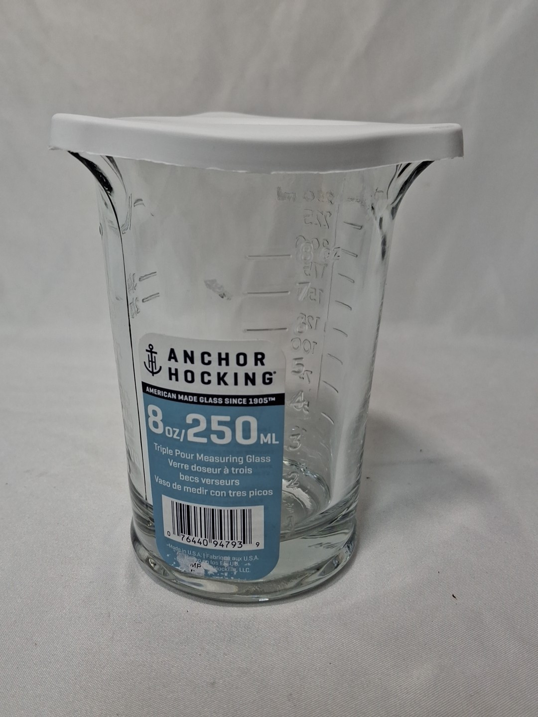 Anchor Hocking 3 Spout Measuring 1 Cup Capacity, 250 ml/ 8 oz Glass Embossed #s