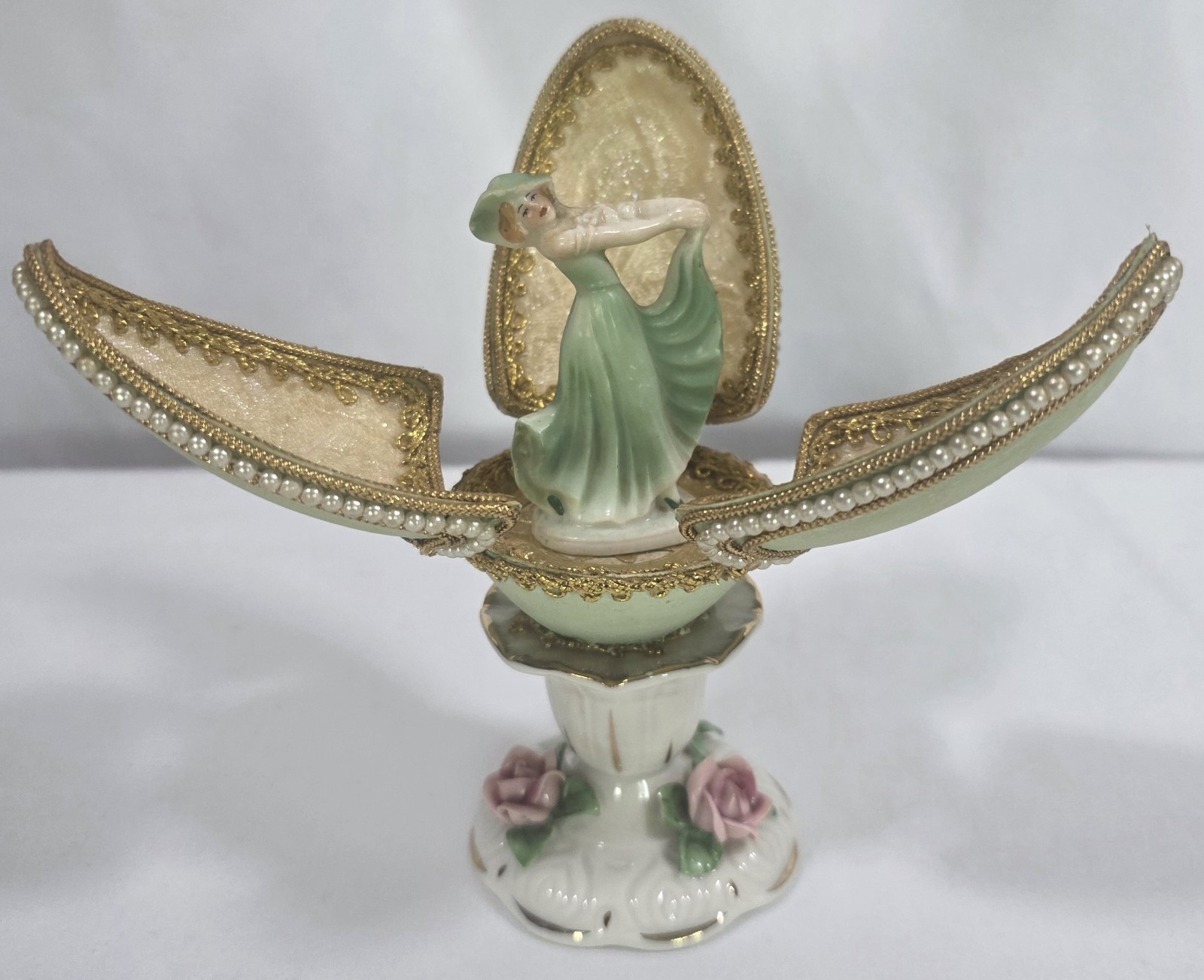 Rare Antique Martha Budich Dresden German Porcelain Woman Egg Figurine 5.5\