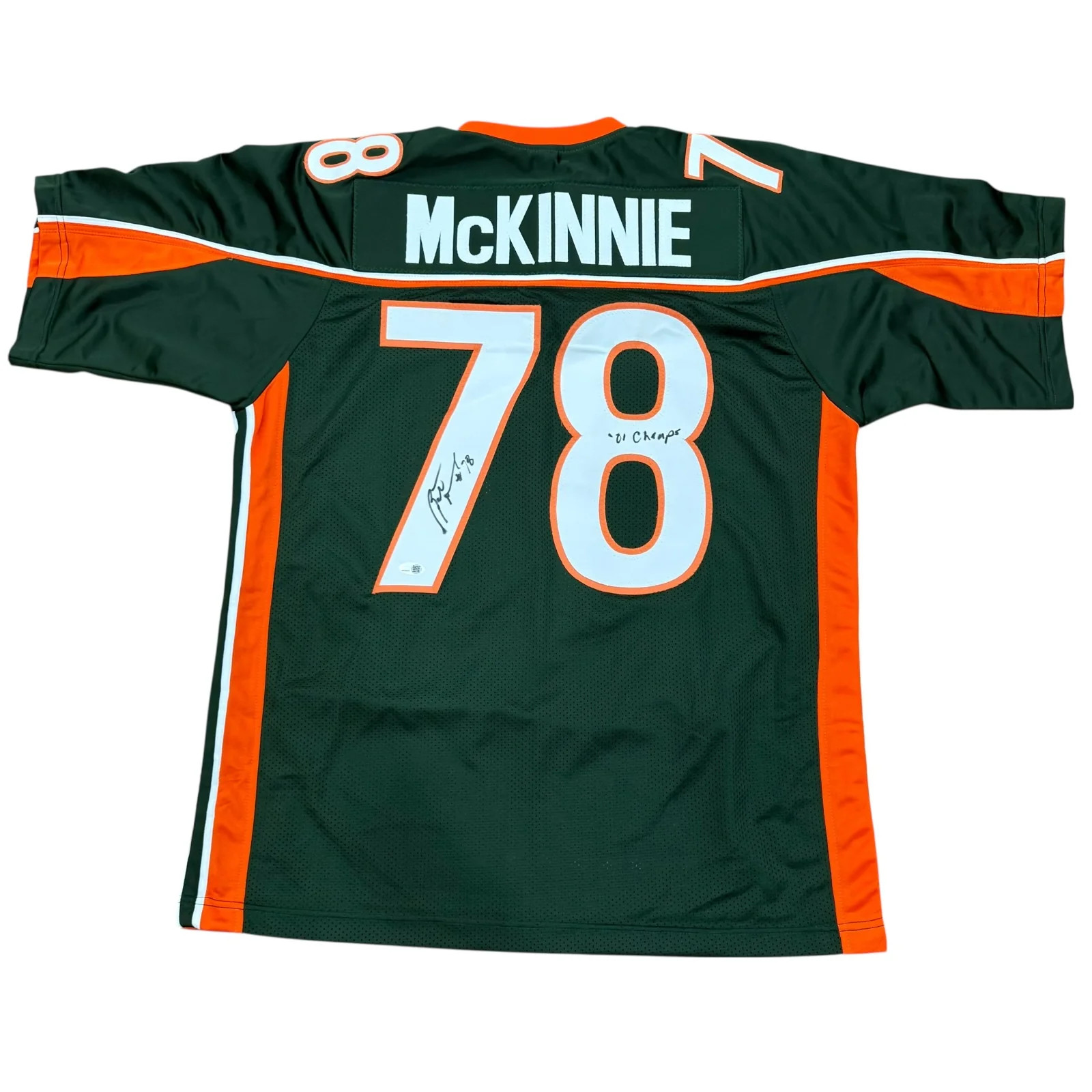Bryant McKinnie Autographed Miami (Green #78) Custom Stitched Jersey w/ \