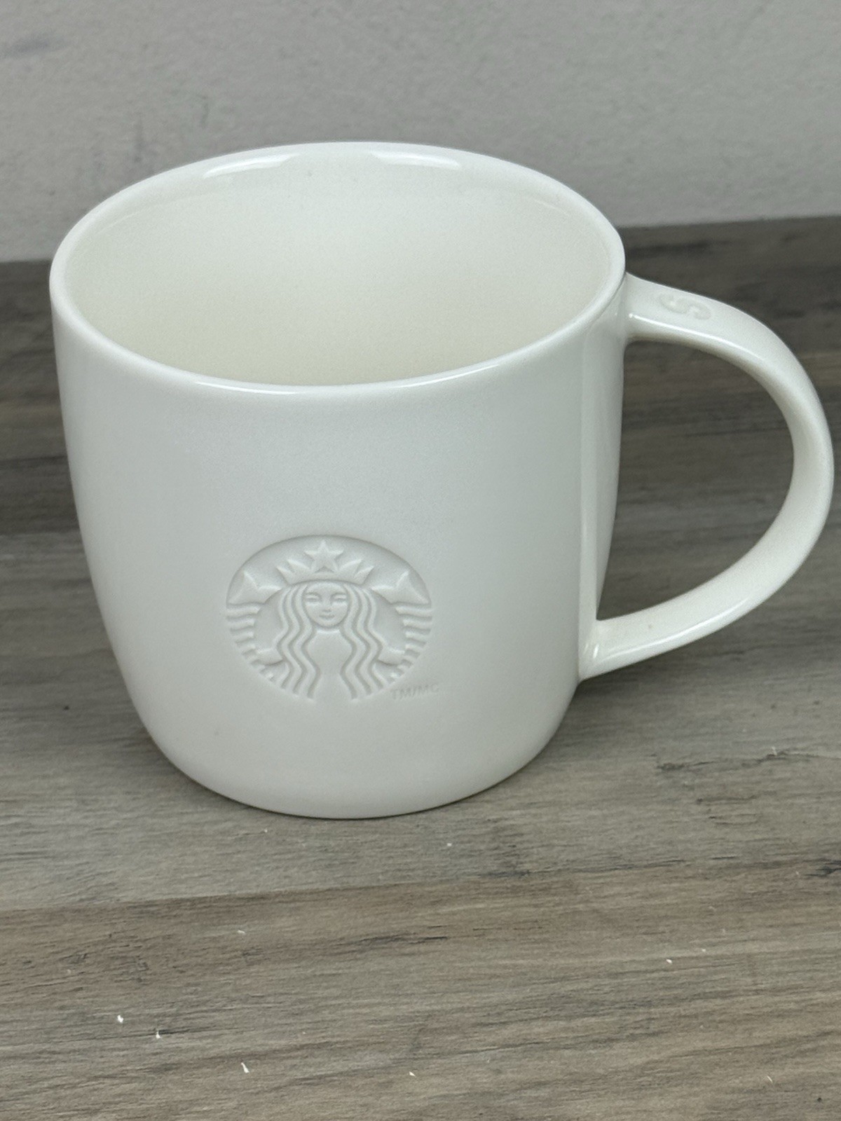 STARBUCKS 2010 Embossed Siren Mermaid Logo White Mug Cup S HTF STARBUCKS 2010 Embossed Siren Mermaid Logo White Mug Cup S HTF