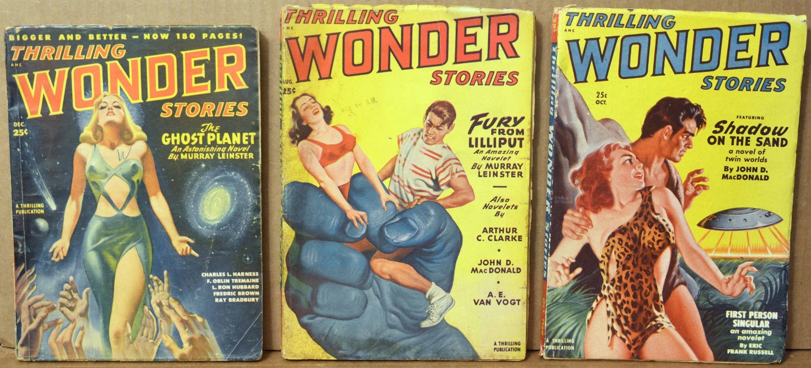 LOT of 3 THRILLING WONDER STORIES Dec 1948 Aug 1949 Oct 1950 Pulp Magazine Break LOT of 3 THRILLING WONDER STORIES Dec 1948 Aug 1949 Oct 1950 Pulp Magazine Break