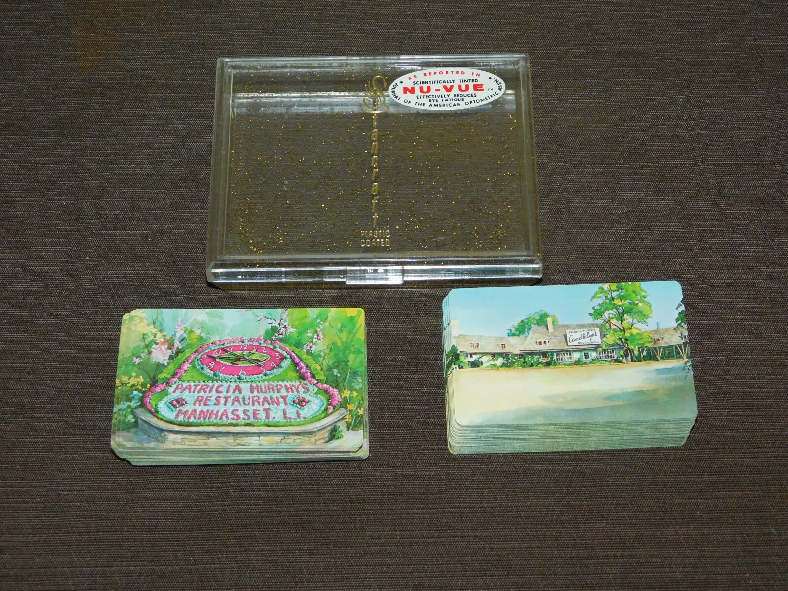 VINTAGE 2 DECKS PLAYING CARDS PATRICIA MURPHY'S RESTAURANT MANHASSET L.I. VINTAGE 2 DECKS PLAYING CARDS PATRICIA MURPHY'S RESTAURANT MANHASSET L.I.