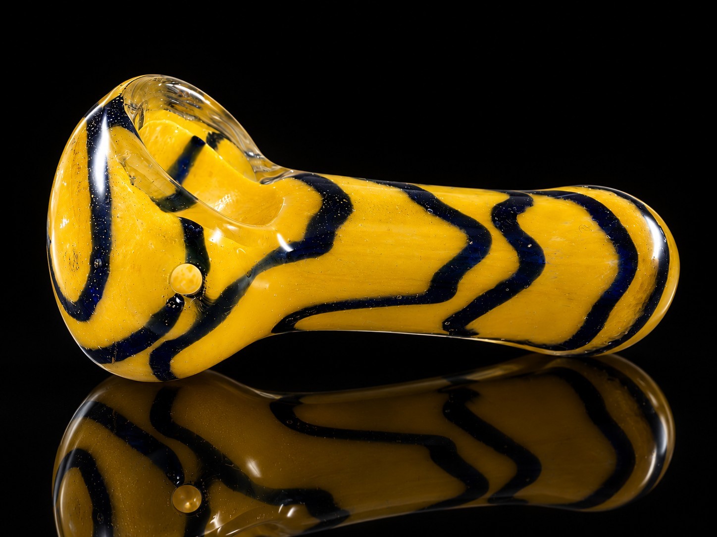 Mini Glass Tobacco Hand Pipe Yellow Blue Swirl Pocket Size Over 2\