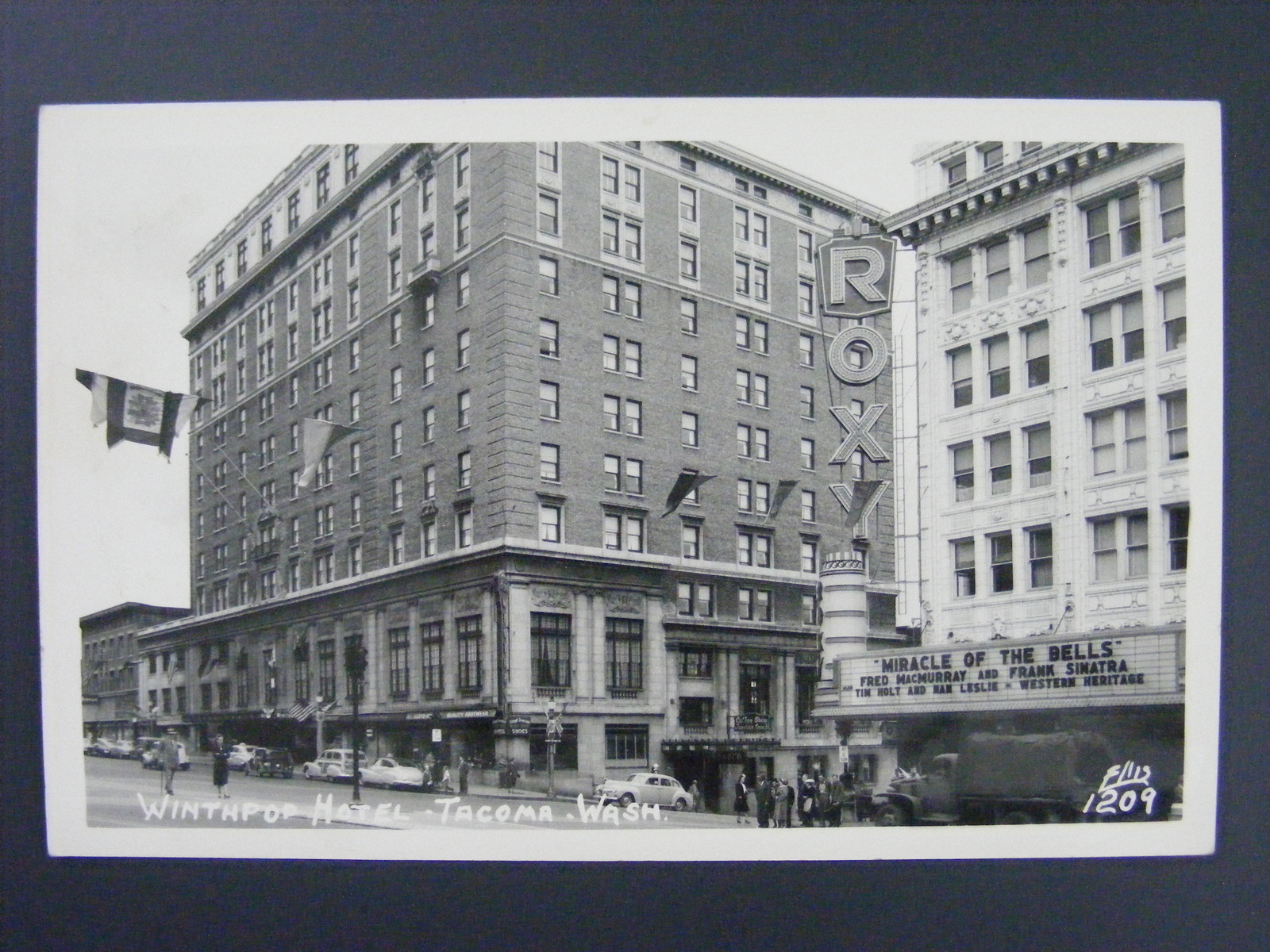 Tacoma Washington WA Winthrop Hotel Roxy Theatre Real Photo Postcard RPPC 1948