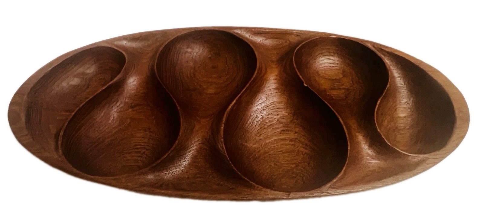 VINTAGE MID CENTURY MODERN TEAK WOOD SNACK DIP OVAL TRAY