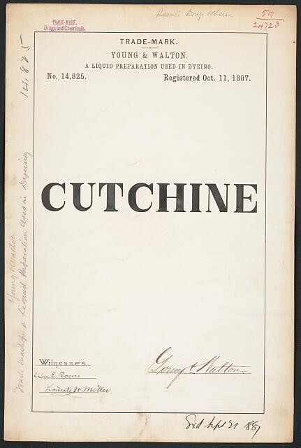 Photo:Boston MA Cutchine Trademark Dyeing Preparation Young Walton 1887