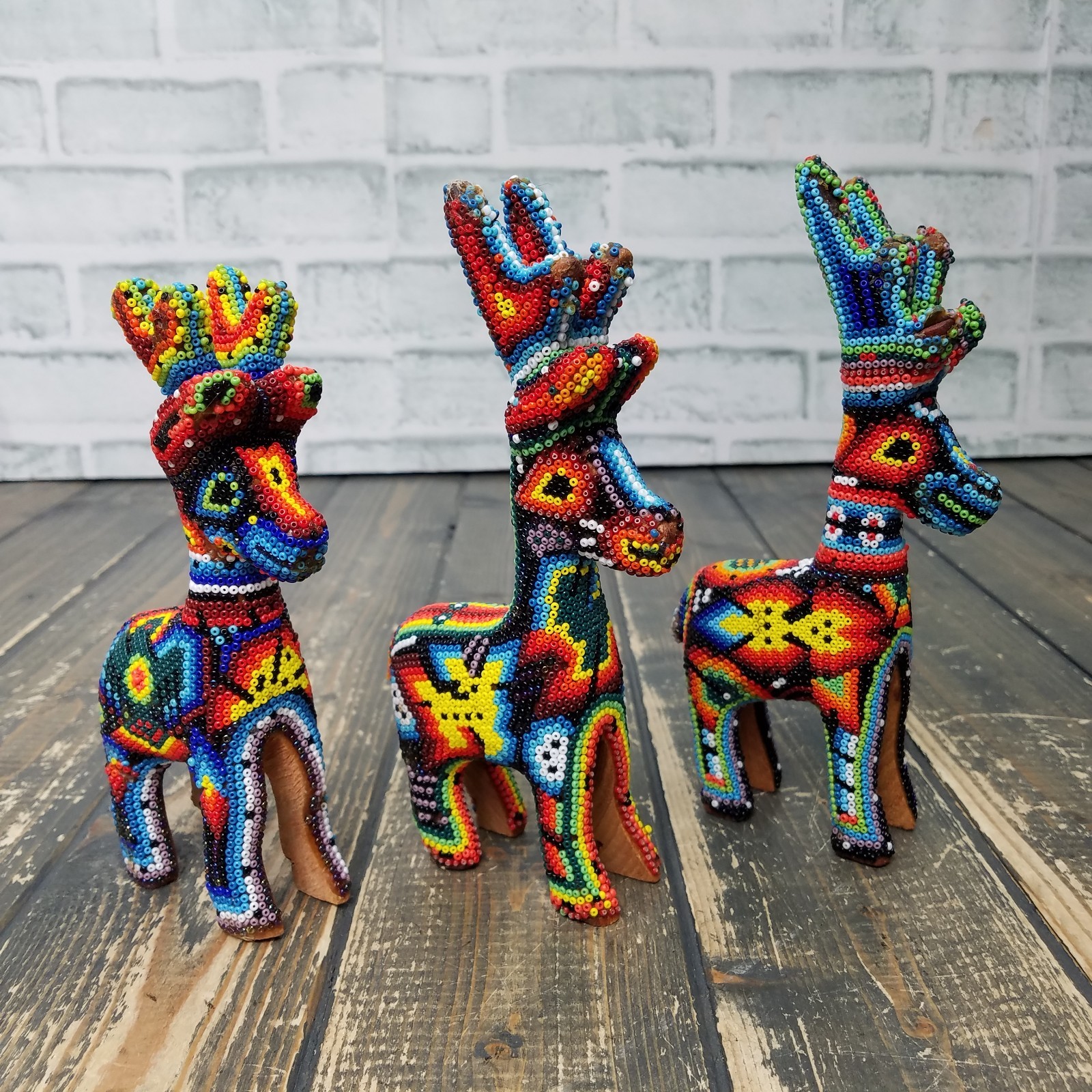 Mexican Huichol LOT of 3 Deer 7\