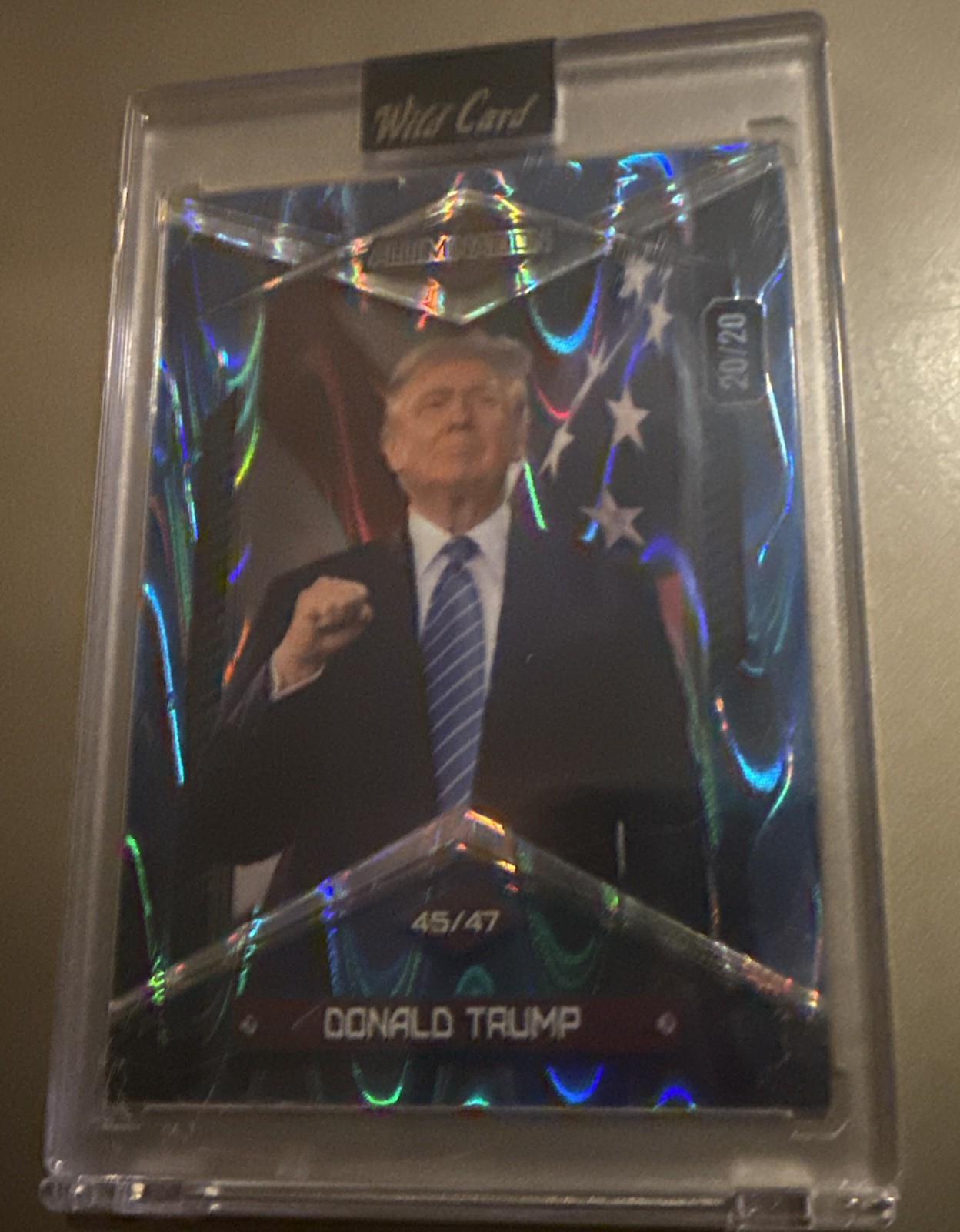 RARE Wild Card 2020 Election Alumination Trump IYKYK Yes Fist, Blue RayWave RARE Wild Card 2020 Election Alumination Trump IYKYK Yes Fist, Blue RayWave