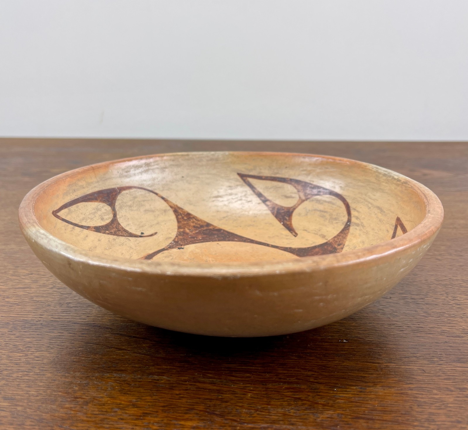 Vintage Hopi / Hopi-Tewa Polychrome Pottery Bowl, Sikyatki-Style Abstract Avian
