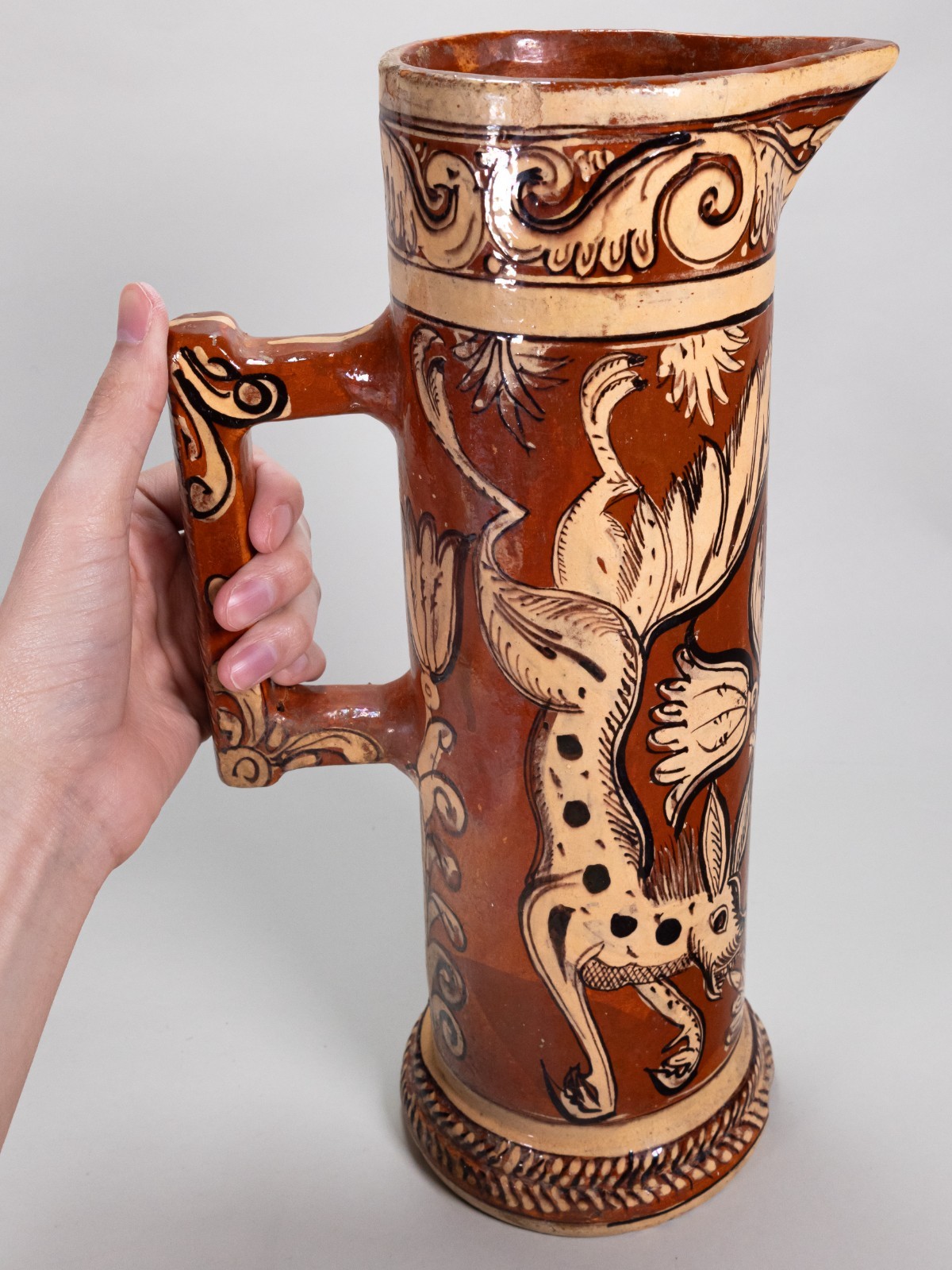 C.1930\'s Mexican Tlaquepaque Fantasia Pottery Pitcher - 14\ C.1930\'s Mexican Tlaquepaque Fantasia Pottery Pitcher - 14\