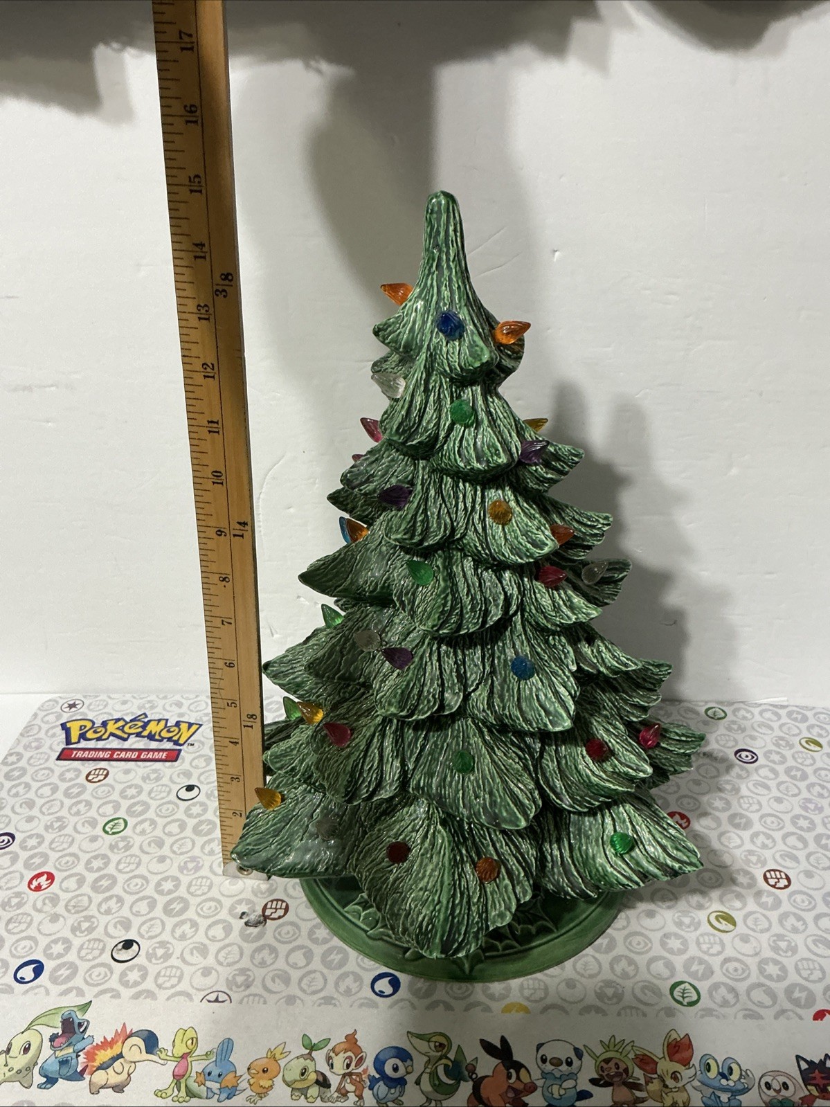 VTG Nowells Mold Green Ceramic Christmas Tree - Attached Base - No Cord VTG Nowells Mold Green Ceramic Christmas Tree - Attached Base - No Cord