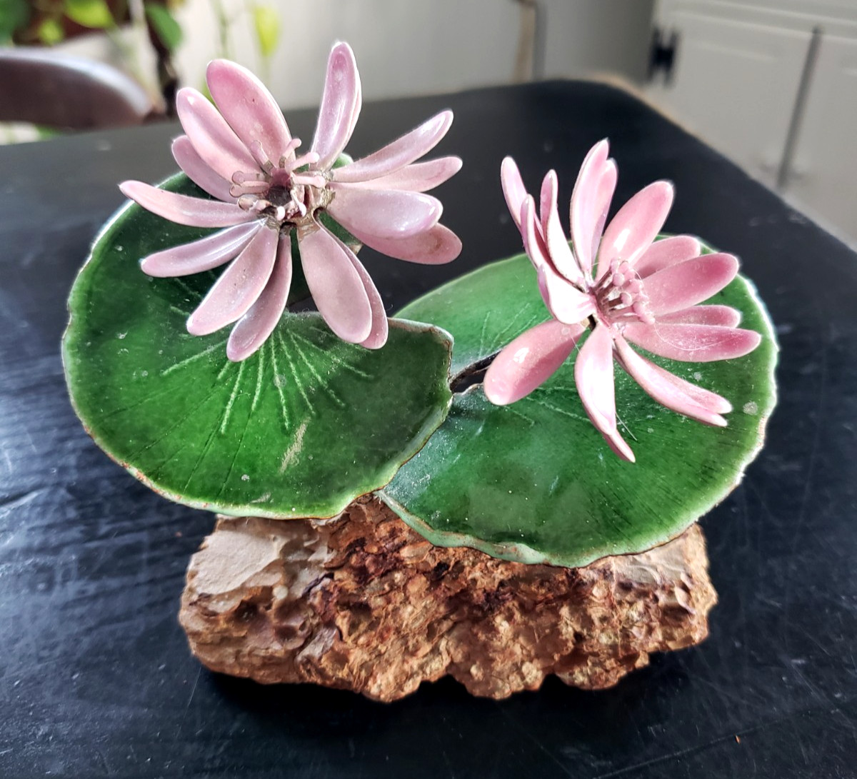 Vintage Bovano Driftwood Floral Sculpture Enamel Copper
