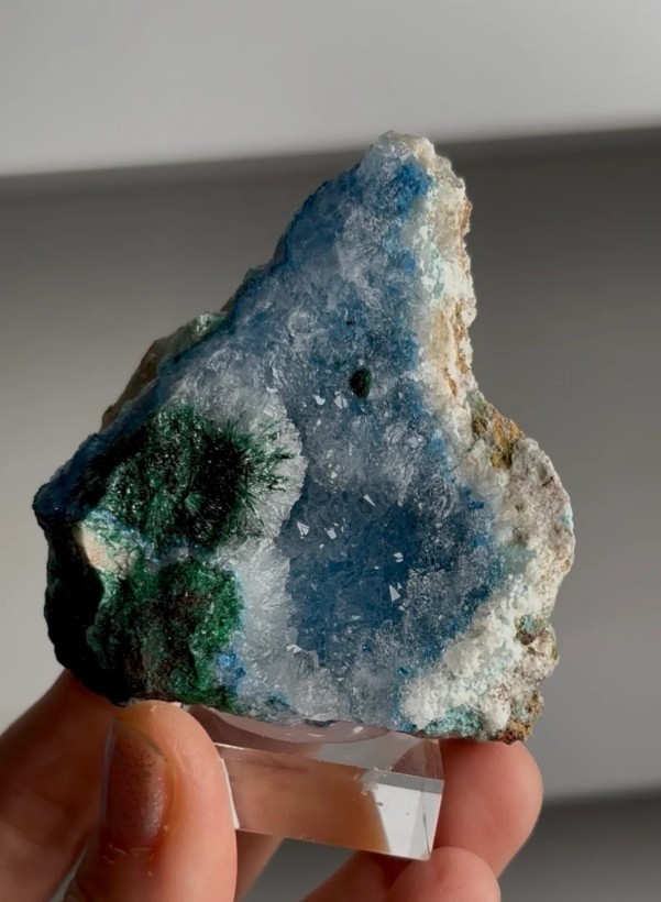 Beautiful Blue Shattuckite with Quartz & Malachite – Namibia
