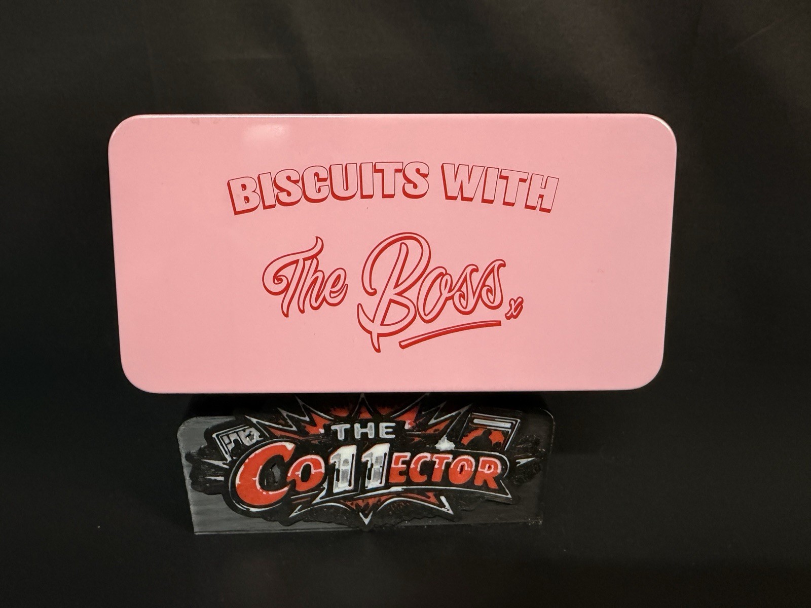 Ted Lasso: Biscuits with the Boss Pink empty Tin.  Warner Brothers/Apple TV