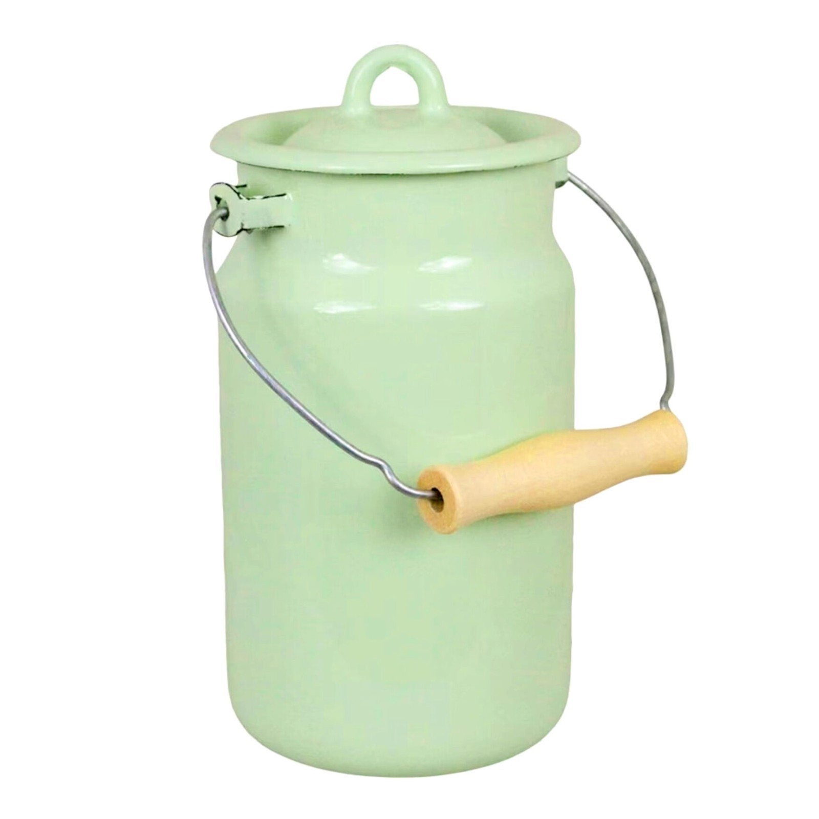 Novomoskovsk Green Enamel Milk Can Rustic Vintage Style Milk Pail 2.1 qt Бидон