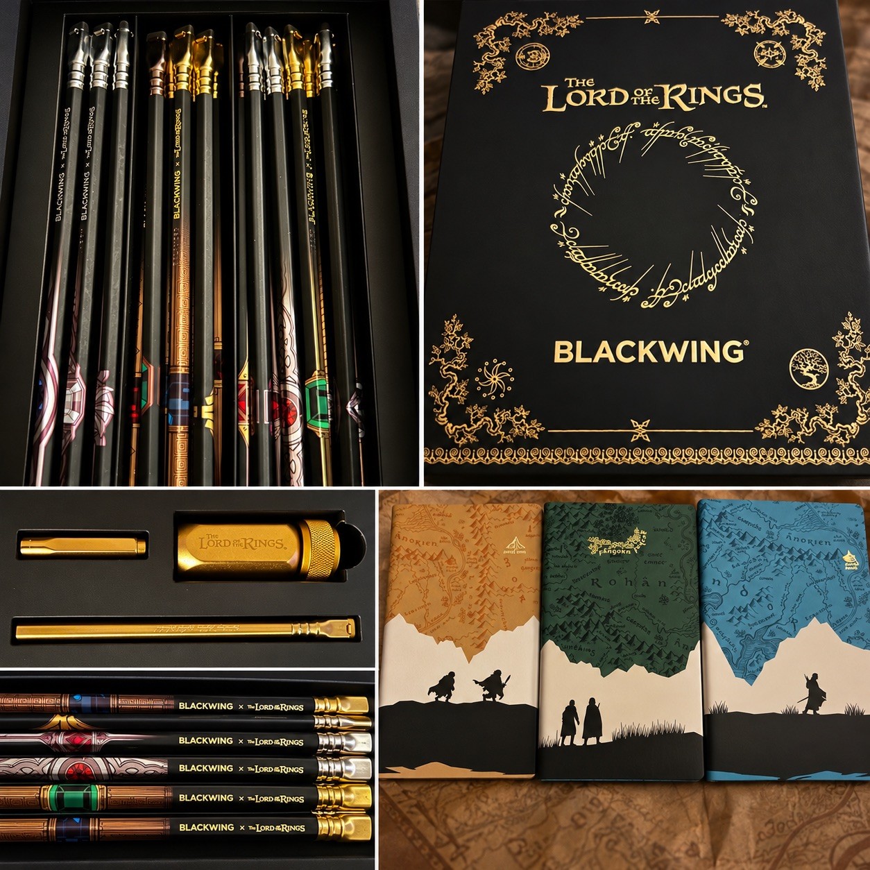 Blackwing Lord Of The Rings-20 Pencils & Sharpener & 3 Moleskine Cahier Journals