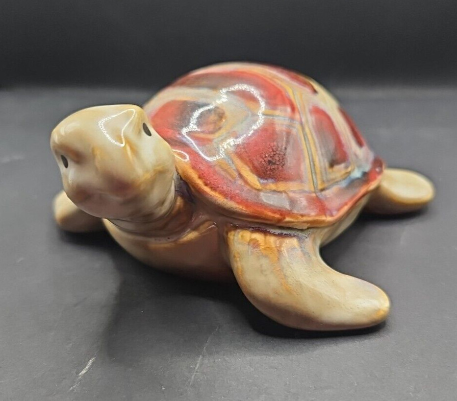 Vintage Ceramic Green/Yellow Brown Turtle Ceramic Figurine Figural Tortoise Vintage Ceramic Green/Yellow Brown Turtle Ceramic Figurine Figural Tortoise