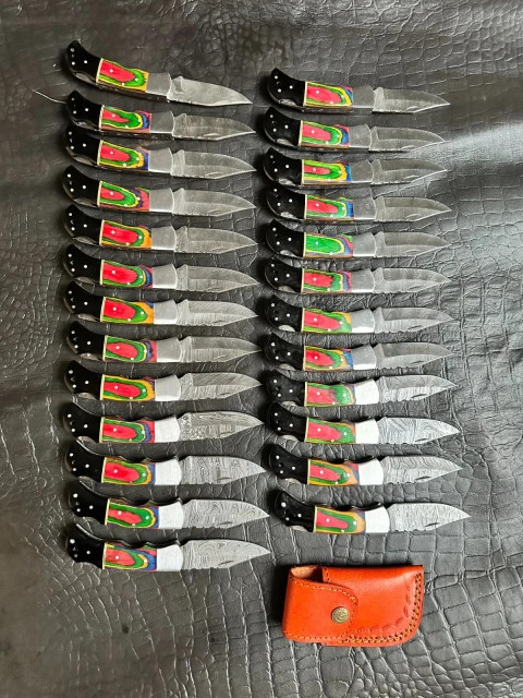 Lot of 30 PCS Handmade Damascus Folding Knife 7 inches pocket Knife Lot of 30 PCS Handmade Damascus Folding Knife 7 inches pocket Knife