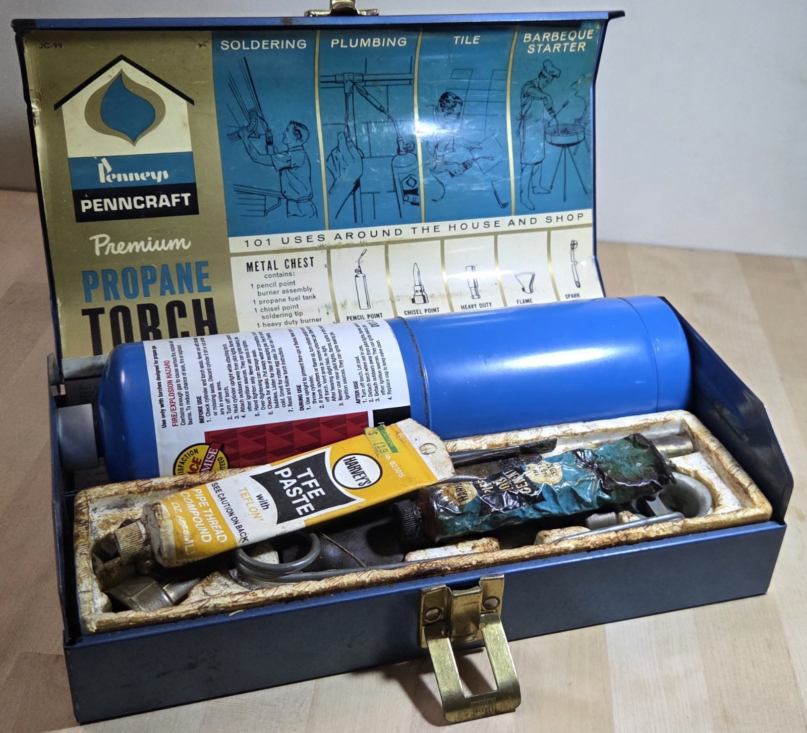 Vintage Penncraft Torch Kit With Metal Chest Made In USA All Original Pcs Incl.