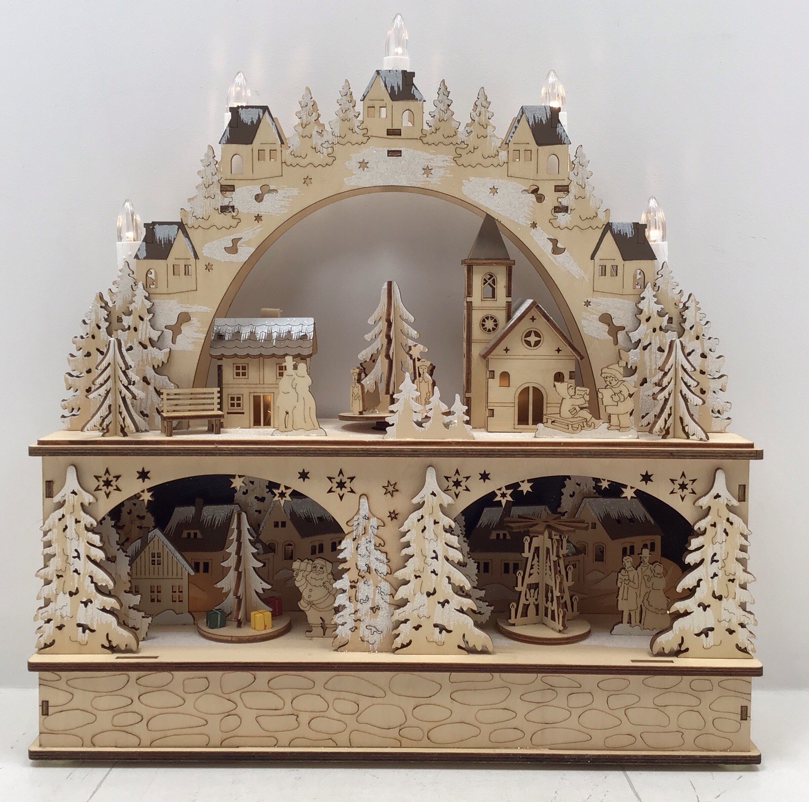 Gerson International Laser Cut Wood Village Christmas Light Up Figurine Gerson International Laser Cut Wood Village Christmas Light Up Figurine