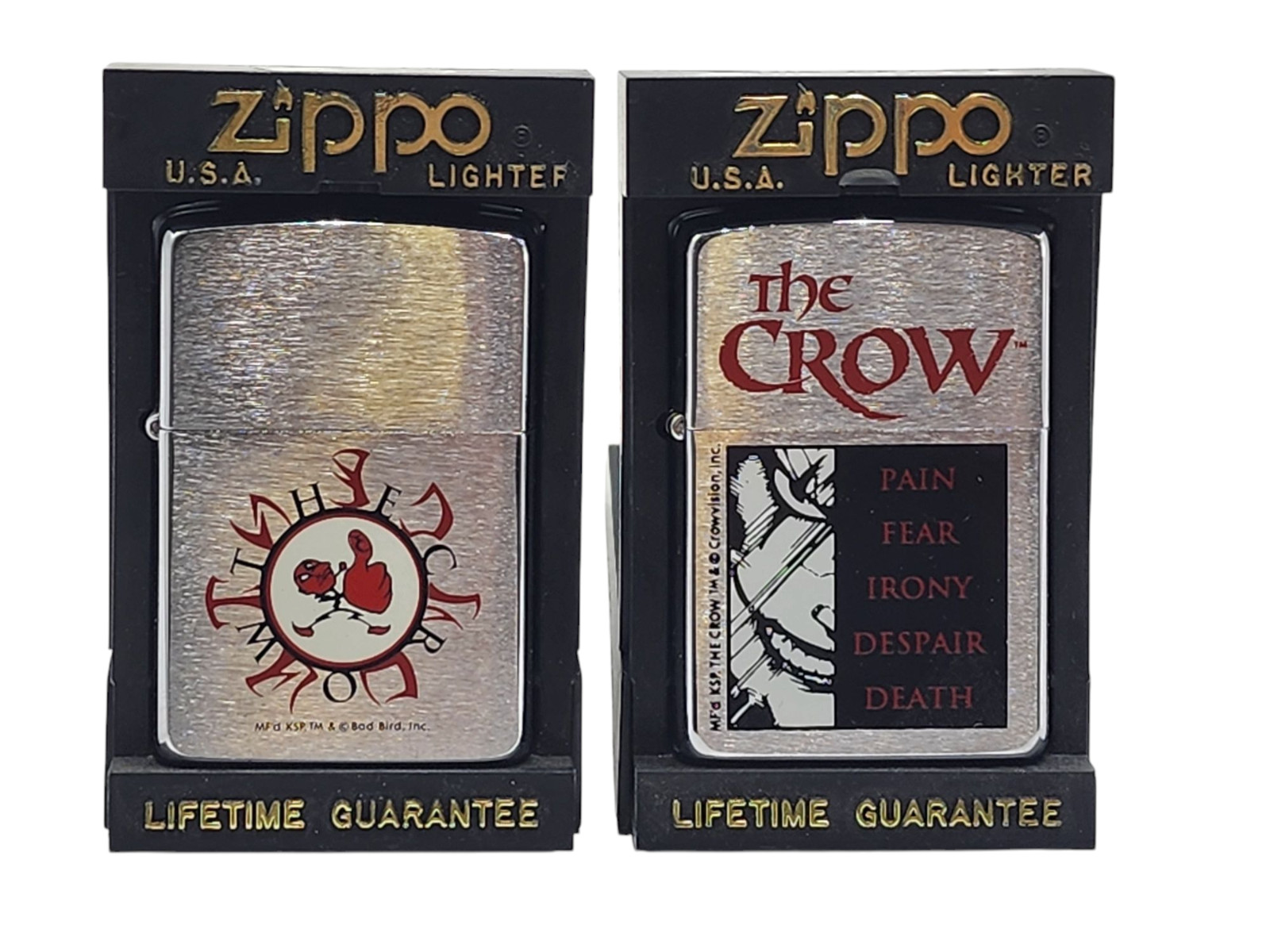 The Crow Zippo Lighter 1996 - UNFIRED - Set of TWO - Movie Brandon Lee The Crow Zippo Lighter 1996 - UNFIRED - Set of TWO - Movie Brandon Lee