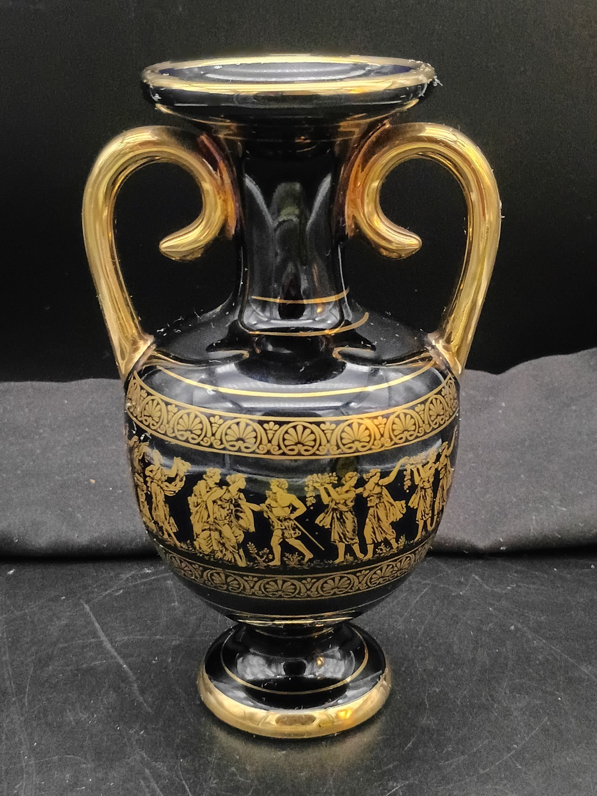 Vintage I Spyropoulos Greek Vase- 24K Gold Handmade- Greek Mythology- 6