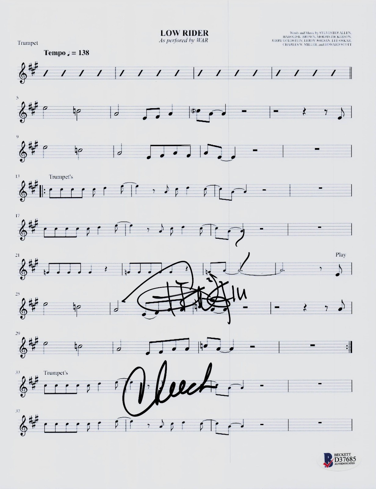 Cheech & Chong Signed Autograph Low Rider 8.5 x 11 Lyric Sheet Beckett BAS COA