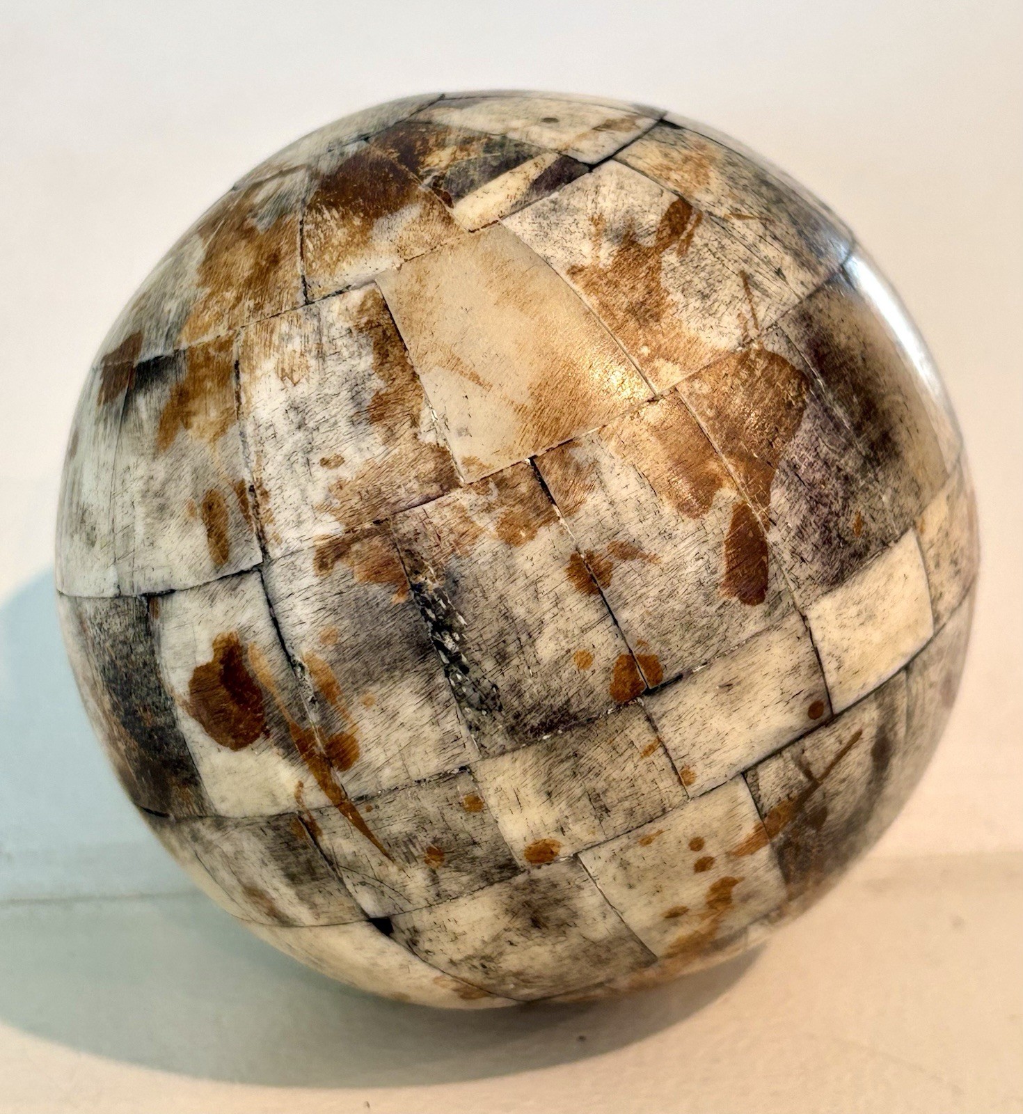 Vintage Antique inlaid Bone Bovine carpet ball Vintage Antique inlaid Bone Bovine carpet ball