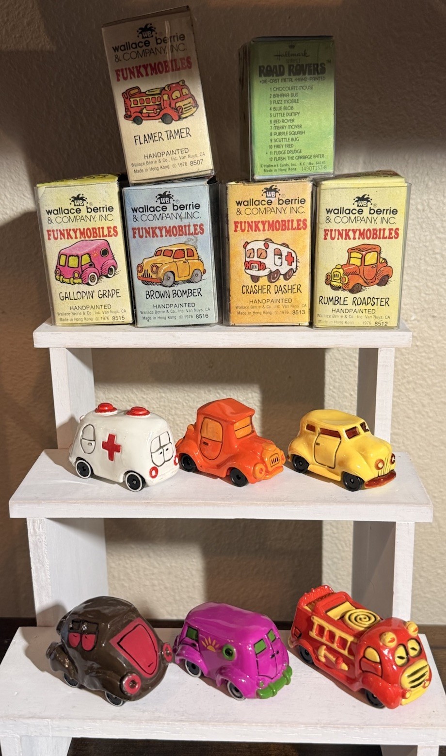 VINTAGE Wallace Berrie & Co Funkymobiles Set Of 5 + Bonus Hallmark Road Rover VINTAGE Wallace Berrie & Co Funkymobiles Set Of 5 + Bonus Hallmark Road Rover