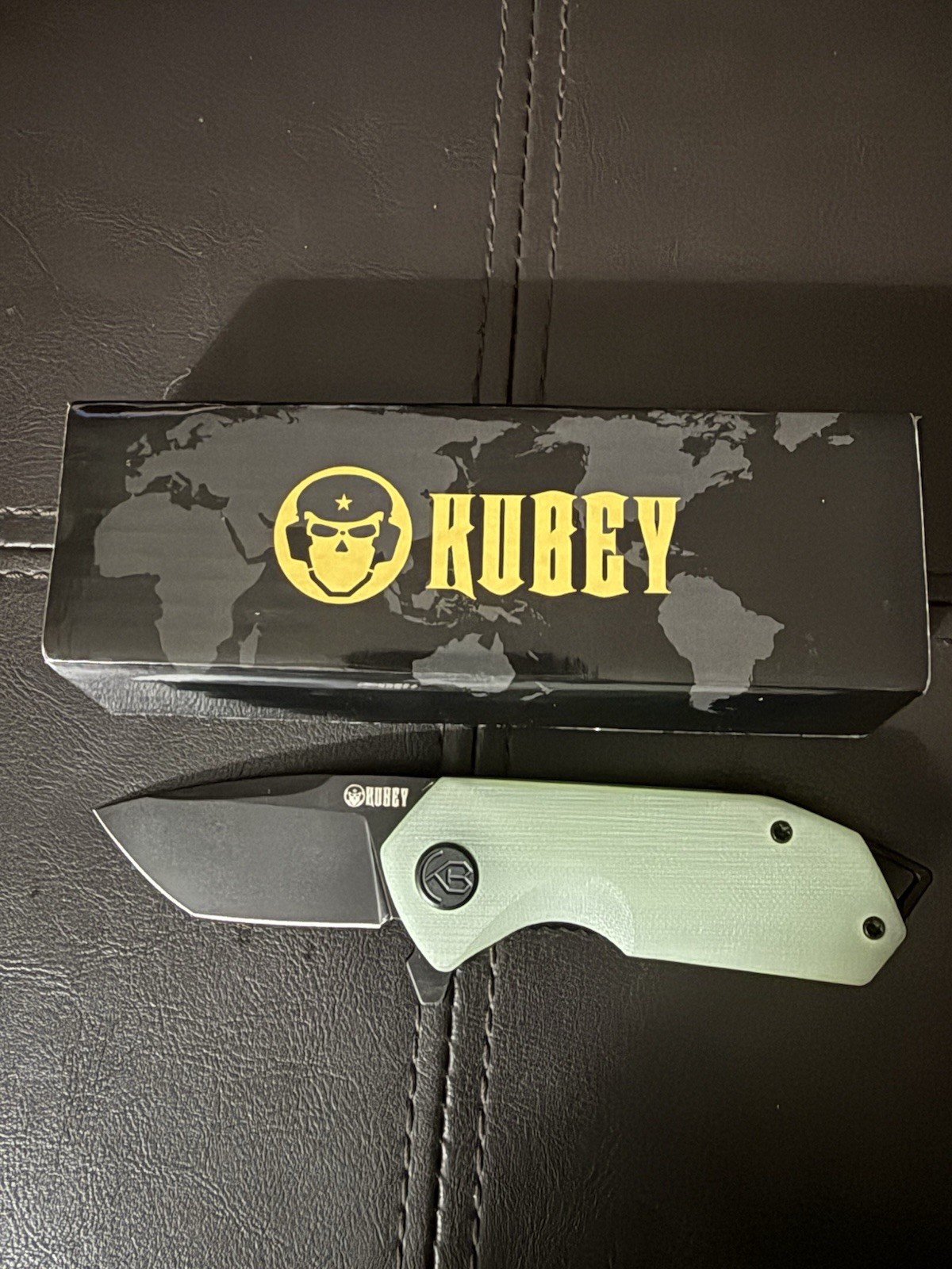 Kubey Campe Nest KU203I D2 Blade G10 Jade Handle Folding Knife
