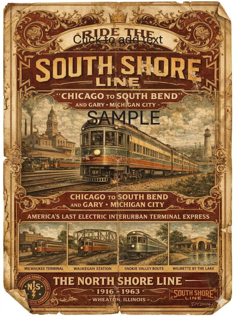 South Shore Line railroad train Poster 3 vintage style poster 8.5\