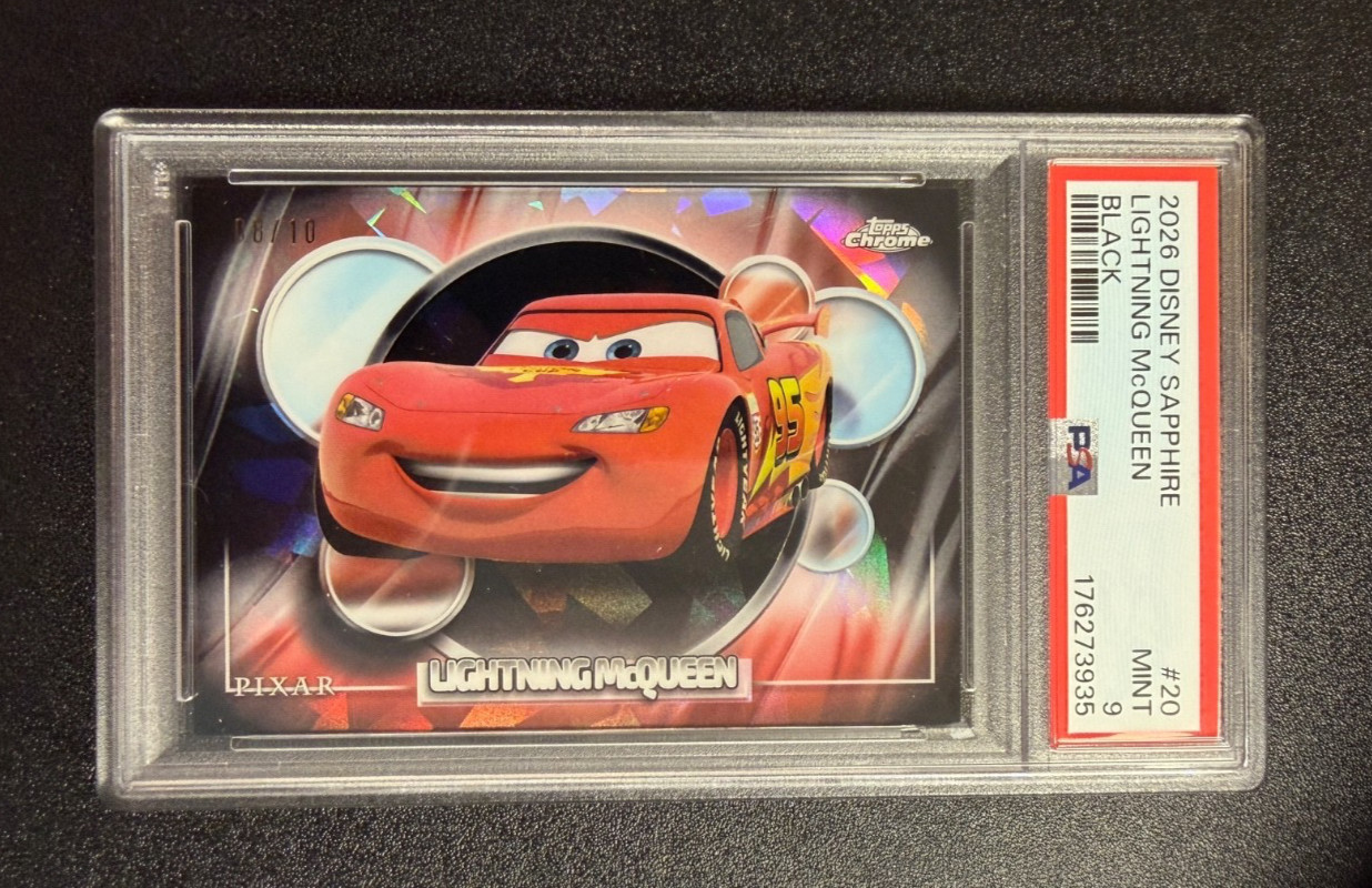 2026 TOPPS CHROME DISNEY SAPPHIRE LIGHTNING MCQUEEN BLACK REFRACTOR /10 PSA 9 2026 TOPPS CHROME DISNEY SAPPHIRE LIGHTNING MCQUEEN BLACK REFRACTOR /10 PSA 9