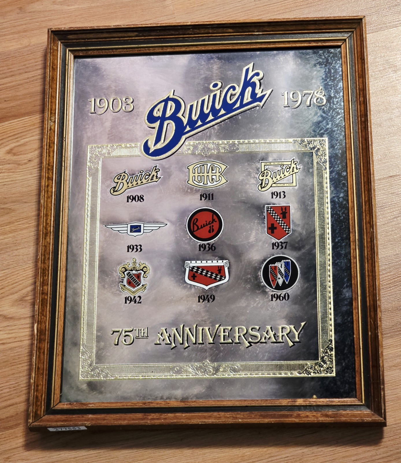 RARE Vintage Buick 75th Anniversary 1903-1978 Framed Mirror Dealer Advertising 