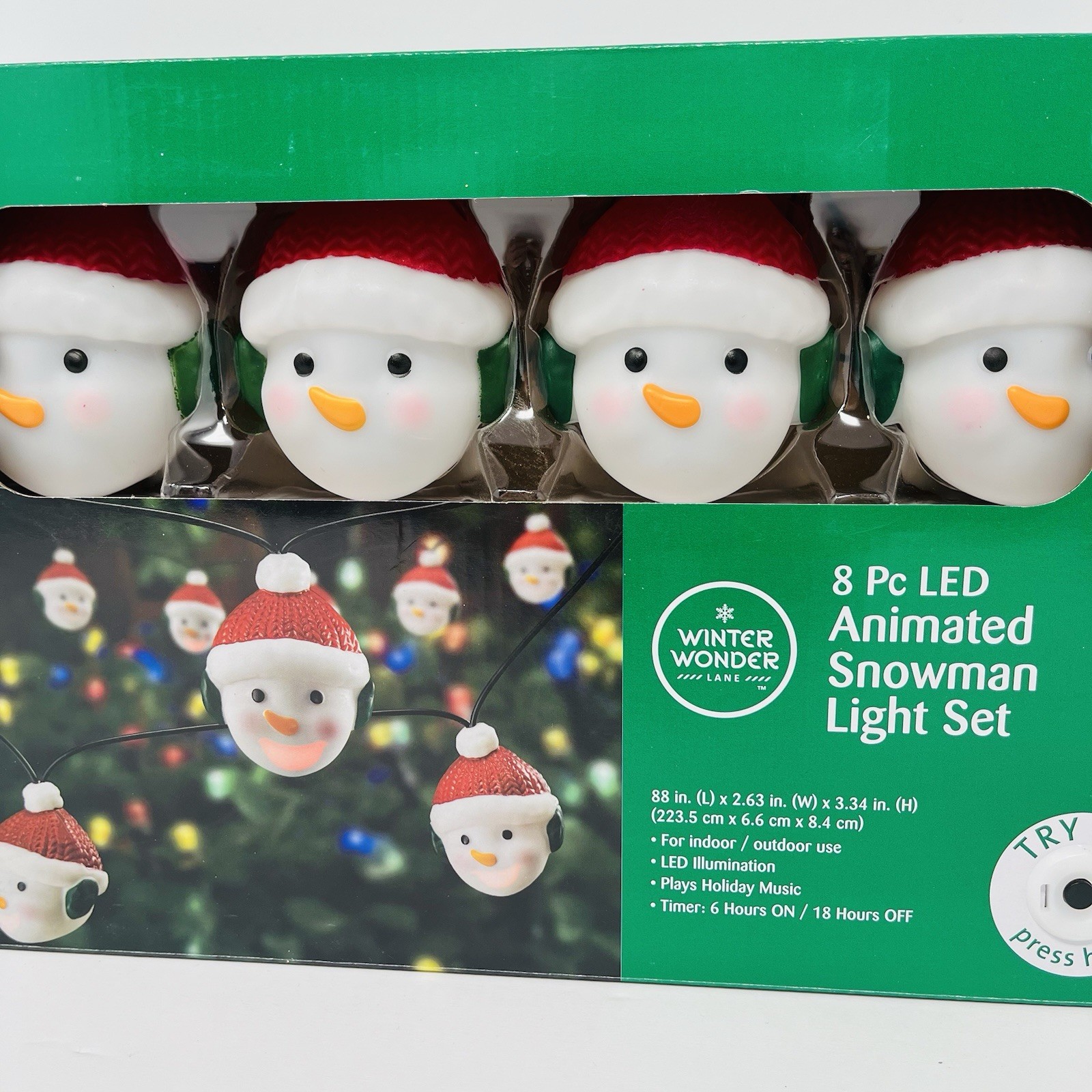 8 Pc LED Animated Singing Snowman Light Set w/ Timer Christmas Defoe Indoor/Out