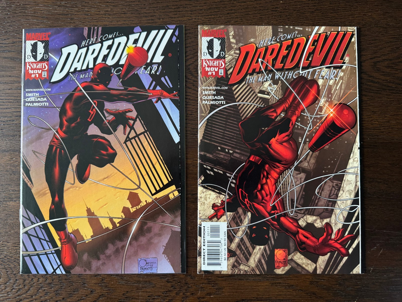 DAREDEVIL #1 Dynamic Forces Variant Cover w/ COA & Regular 1998 Kevin Smith