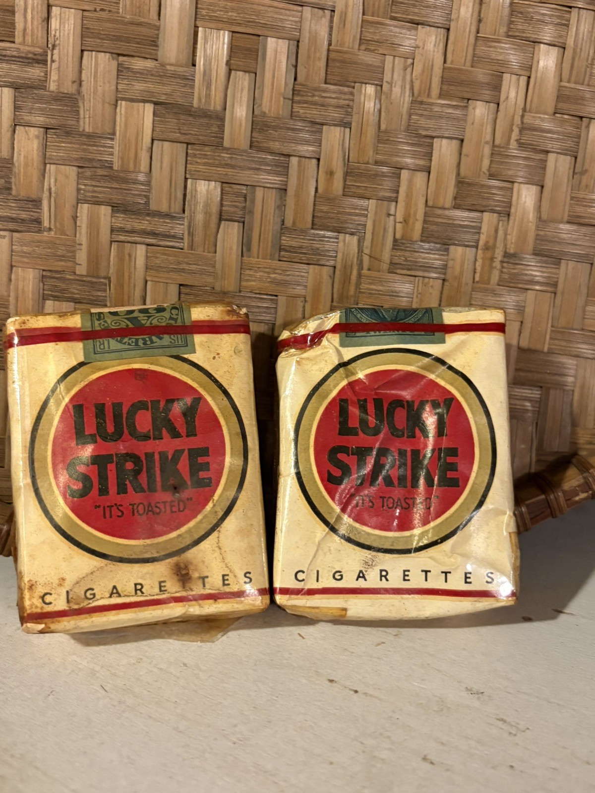 Vintage Lucky Strike Cigarette Packaging Wrap Empty no tobacco ww2 era 1930s Vintage Lucky Strike Cigarette Packaging Wrap Empty no tobacco ww2 era 1930s