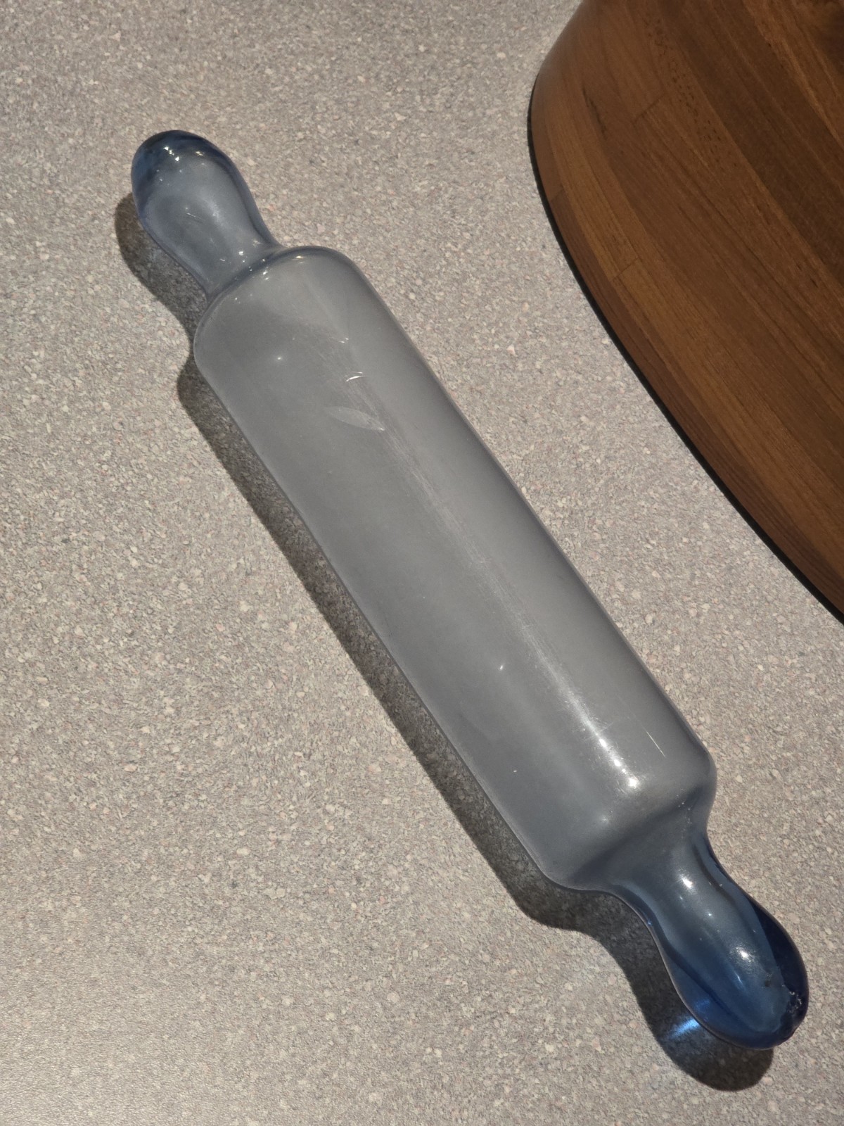 Vintage Hand-Blown Blue Hollow Glass Rolling Pin - Old and Rare