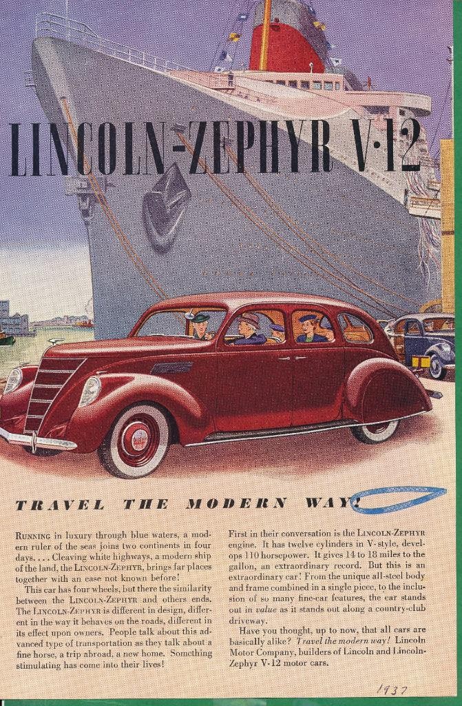Magazine Ad - 1937 - Lincoln - Zephyr V-12 - (#1)