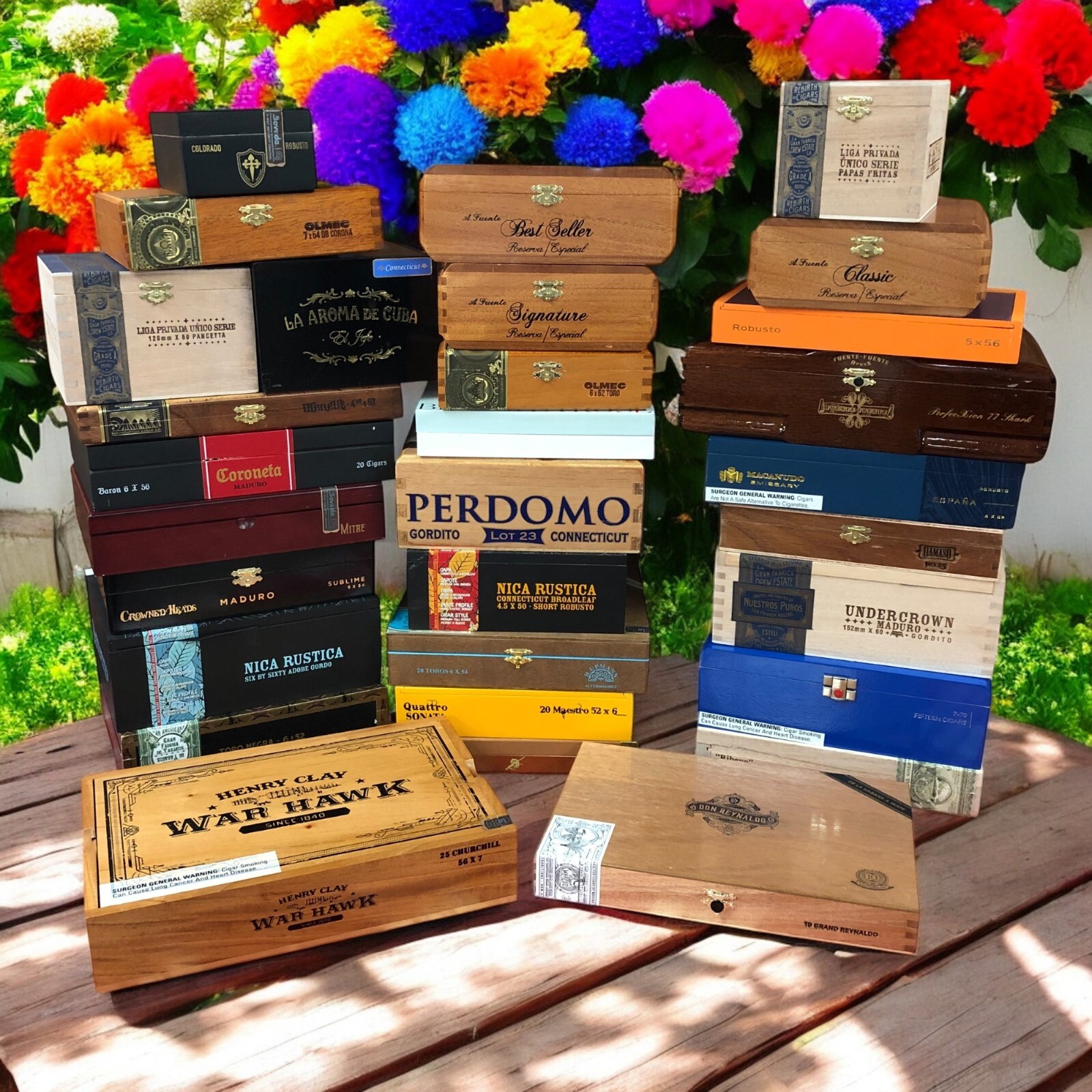 Lot of 10 Empty Wood Cigar Boxes