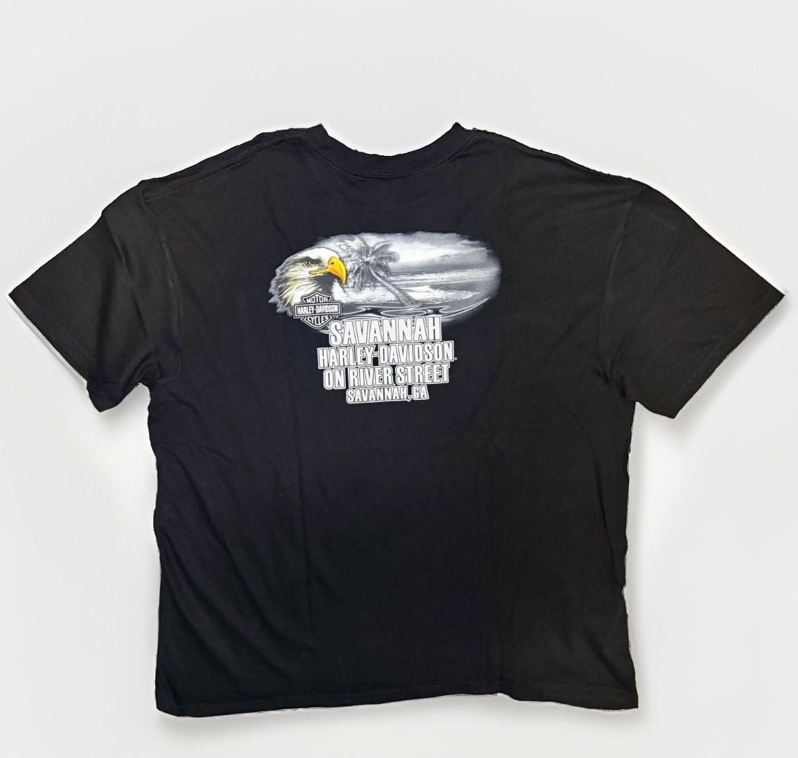2013 Harley Davidson Savannah GA River Eagle Skull Pocket T Shirt Black 2XL