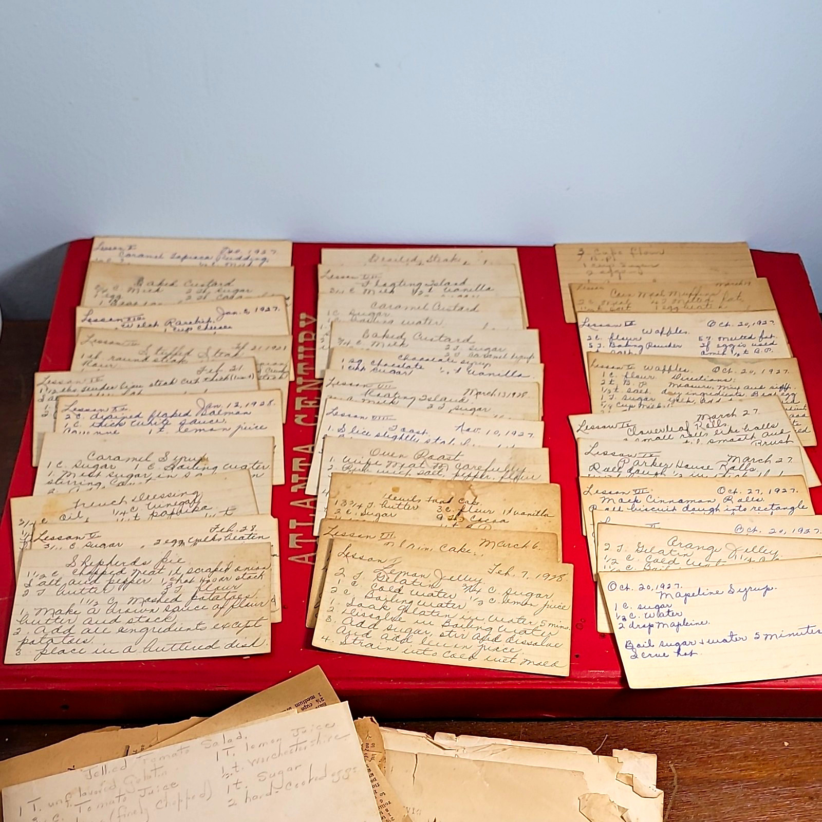 Vintage Handwritten Recipe Cards & Newspaper Recipe Clippings Lot 1927