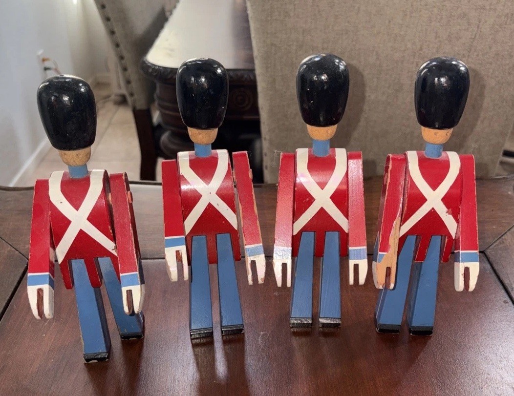 Set of 4 Vintage Kay Bojesen Hand Painted Wooden Soldiers Royal Danish Guard Set of 4 Vintage Kay Bojesen Hand Painted Wooden Soldiers Royal Danish Guard